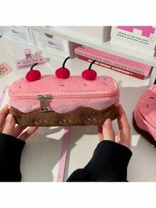 1PC Pink Creative Pencil Case, Multifunctional Pink Creative Organizer Bag, Makeup Bag, Pencil Pouch, Large Capacity Portable Stationery Storage Bag, Girls' Pencil Case, Perfect For School, Students, Travel, Desktop Organization, Stationery Storage Bag! Suitable For School, Travel, Desktop Organization, And More-Ideal For Students And Stylish Girls Alike. Perfect As A Back-To-School Gift For Kids, Valentine's Day Present For Besties, Or Birthday Gift For Classmates-Thoughtful And Practical. Lightweight And Portable With Compartmentalized Storage, This Little Gift Brightens Studies And Daily Life, Making Tidiness And Organization A Habit. - 粉色 - 查看 1