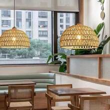 1pc Bohemian Style Paper Rope Lampshade, Rustic Hanging Lamp Shade, Woven Paper Rope Basket Ceiling Light Shade, DIY Pendant Light Shade, Suitable For Living Room, Kitchen Island, Dining Room Decor, Unique Home Decor Lampshade (Lamp Cord And Lamp Base Not Included) - Multicolor - View 7