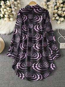 Women's Long Sleeve All-Over Print Casual Arabic Style Top Vacation - Multicolor - View 2