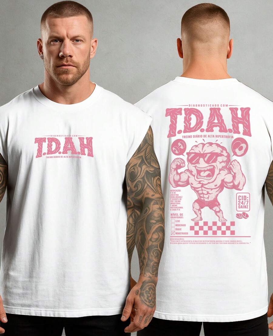 Oversized Tank Top For ADHD High-Performance Hypertrophy Training, Gym Rat, Bodybuilding - 白色 - 查看 1