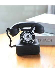 1pc Classic Retro Telephone Replica: This Retro Telephone Showcases The Elegant Aesthetics Of Communication, Transporting You Through Half A Century, Just To Speak With You. It Is Both A Nostalgic Antique Telephone Prop For Photography, As Well As A Perfect Home Decor Piece For Living Rooms, Offices, Bedrooms, Bookshelves And Desktops. It Also Makes A Unique Gift For Halloween, Christmas And Thanksgiving. - Black Retro Phone Type a - View 12