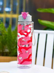 1pc 750ml/26oz Outdoor Sports Water Bottle, Camouflage Themed Print, With Lanyard, Flip-Top Straw Design, Suitable For Outdoor Sports, Running, Fitness, Cycling, Holiday & Birthday Gift - Multicolor - View 17