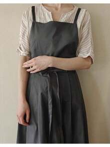 エプロン韓国風綿麻加長は家庭用花屋でプレゼントにも使える - ダークグレー - チェックする 3