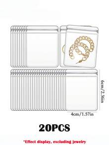 1个/20个装透明抗氧化珠宝密封袋，珠宝收纳册，防尘防丢珠宝收纳袋，项链、戒指、耳环收纳袋，适用于珠宝收纳整理，节日礼物，情人节礼物，女孩生日礼物 - 無色 - 查看 14