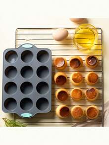 6-Cavity/12-Cavity Silicone Tart Baking Mold, Heat Resistant Non-Stick Baking Tray, Suitable For Baking Muffins And Cupcakes - Multicolor - View 7