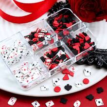 6pcs Poker Soft Clay Slices Resin Filler Decorations, Spade A Polymer Slice Resin Mold Filler, DIY Craft Supplies, Valentine's Day Jewelry Gift Making Accessories, Resin Shaker DIY, Holiday Decoration Making - Multicolor - View 9