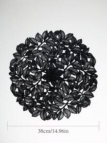 Manteles individuales con forma de hoja moldeados por inyección de PVC (1-12 piezas), manteles individuales de mesa creativos y minimalistas, elegantes manteles individuales redondos con forma de hoja negra (38 cm) - Antideslizantes, resistentes al calor y lavables, adecuados para la decoración del hogar bohemia y gótica - Negro - Ver 6