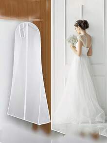 1pc Premium Thick Plastic Wedding Dress Garment Bag - Elegant Hanging Clothes Cover With Zipper Closure, Breathable And Dust-Proof, Suitable For Extra Long Gowns And Bridal Coats, Wedding Dress Protection | Clear Wedding Dress Bag | Breathable Material - Multicolor - View 2