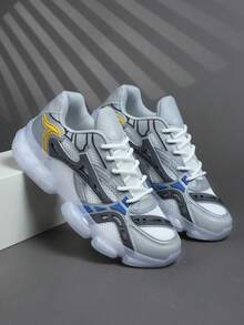 时尚休闲男鞋，经典时尚男士运动鞋系带跑步鞋，个性化男士运动鞋街头休闲鞋 - 藍色 - 查看 5