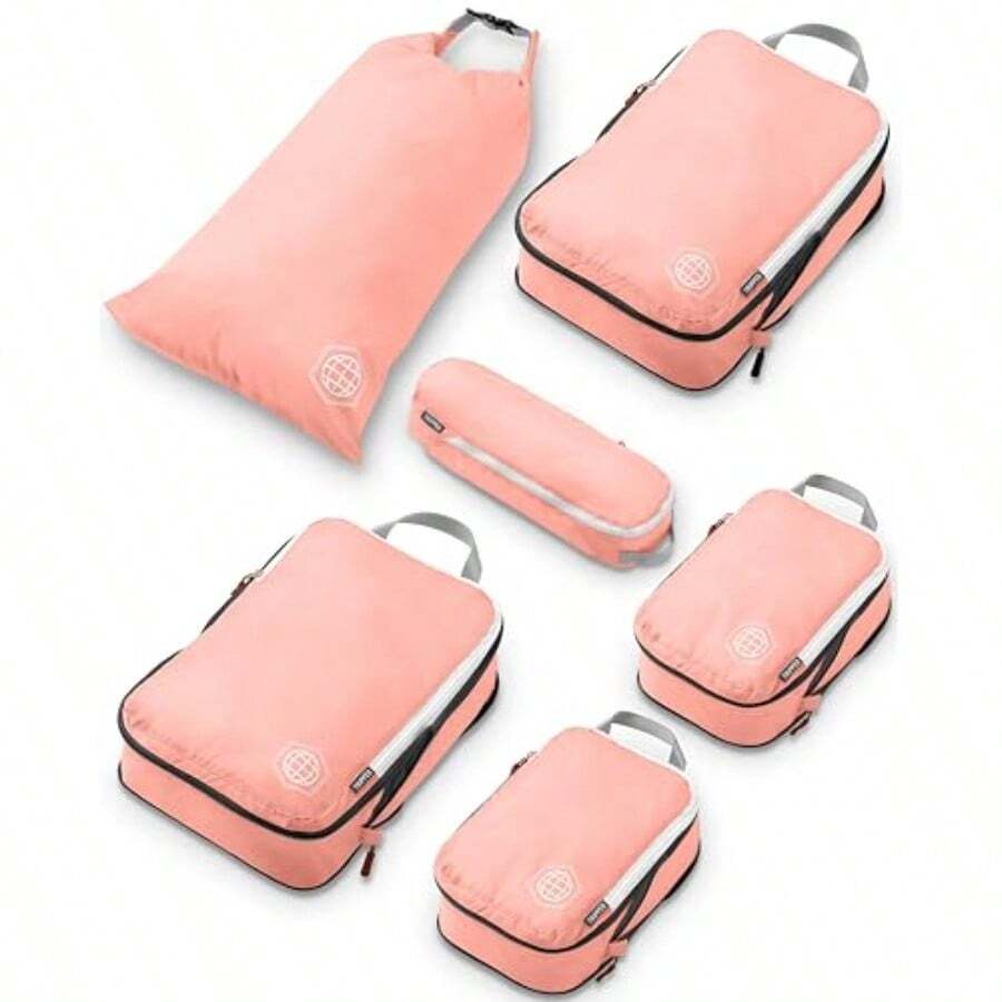 JjyCompression Pac Cus Set  Travel - Ligweig Durable Clotes Organizer  Carry-On Luggage And Suases ByDiffusers - Hoa san hô - Xem 1