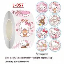 1卷/500张 日本卡通猫咪装饰封口贴纸 卡通装饰贴纸 可爱卷装贴纸，节日礼物，可爱又实惠，营造惊喜感，送给朋友的礼物（随机风格） - 彩色 - 查看 6