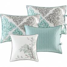 CYPNMadison Park - Juego de funda para sofá cama de doble cara diseño casual ropa de cama para todas las estaciones con falda de cama fundas a juego almohada decorativa 75 x 39 pulgadas Diamond Aqua 6 piezasFashion - 226691039 - Ver 5