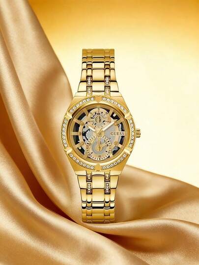 Guess Reloj de cuarzo para mujer, correa de acero inoxidable, bien elaborado, de moda y romántico, con estilo, adecuado para uso diario, un gran regalo para la novia o la familia, también adecuado para regalos de vacaciones