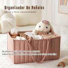 Organizador de Caja de Pañales para Elegante Cesta para Pañales Cesta de pañales para Lista de regalos para recién nacidos y Suministros básicos Rosa pálido - Rosa plido - Ver 2