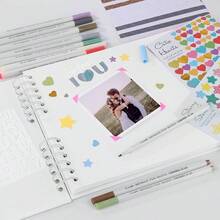 1 Cuốn Album Lưu Niệm 60 Trang (30 Tờ), Album Lưu Niệm Giấy Kraft Dùng Làm Sổ Lưu Niệm Đám Cưới và Kỷ Niệm, Album Lưu Niệm Gia Đình Tự Làm - Dùng Để Tự Làm Giấy Thủ Công, Quà Giáng Sinh (Màu Đen) - Màu trắng - Bộ nhỏ - Đóng hộp - Xem 5