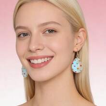 1 Pair Easter Egg Drop Earrings, Cute Bow Tie Colorful Rhinestone Resin Egg Shaped Earrings For Women, Holiday Party Daily Wear Spring Fashion Jewelry Gift - Multicolor - View 12