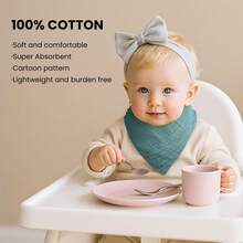 TDHD 4-Layer Muslin Baby Bibs, Children's Triangle Scarf Bibs, Breathable For Home And Outdoor Use - Multicolor - View 6