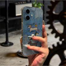 Funda TPU Transparente perro lindo cartoon divertido Para el  17 16 15 14 13 12 11 X XS Pro Max 8 7 6 Plus SE caso marco suave - transparente - Ver 2