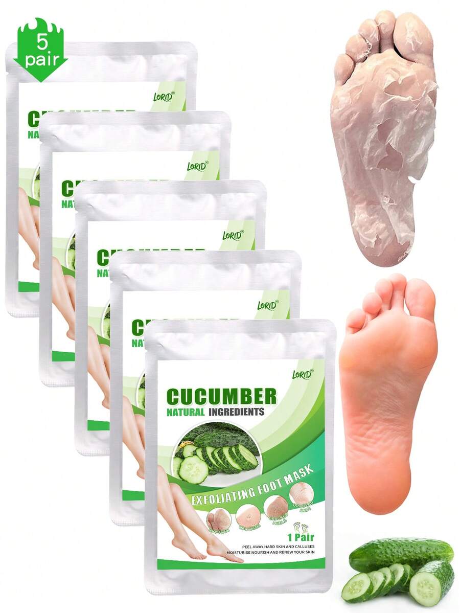 5片装足部去角质面膜，专为干燥、皲裂的足部设计，有效去除死皮和老茧，令双足柔软光滑，同时滋养皲裂的脚后跟。黄瓜面膜，深层清洁并滋润双足。 - 白色 - 查看 1