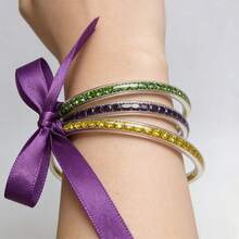 Carnival Festival Party Jewelry Gold-Purple-Green Rhinestone Chain Jelly Bangle Purple Ribbon Stackable Bracelets For Women - Gold Purple Green - View 3