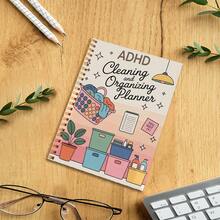 DANPERJI 1 Sổ tay lập kế hoạch dọn dẹp cho người mắc ADHD - Sổ ghi lịch dọn dẹp màu hồng và xanh dương kèm giỏ đựng quần áo, sổ tay hướng dẫn tạo động lực cho người lớn, kế hoạch dọn dẹp hàng tuần/hàng tháng không ghi ngày tháng cho nhà cửa, văn phòng - Quà tặng cho người mắc ADHD và đồng nghiệp - 1 cái - Xem 5