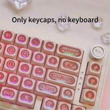 136 teclas Ojos de gato azul/rosa, perfil Cherry Doubleshot Teclas PBT translúcidas, interruptores magnéticos retroiluminados compatibles con teclados mecánicos de 61, 68, 75, 87, 98, 104 - Rosa - Ver 3