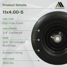 CYPNMARASTAR 00232 - Montaje de neumático y rueda de ajuste universal de 11 x 4.00-5 neumáticos de repuesto para cortacésped de giro cero banda de rodadura suave kit adaptador incluidoFashion - 227160929 - Ver 3