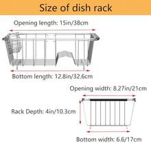 Stainless Steel Dish Drying Rack 15.2"L X 11"W X 5.3"H Expandable Fruit And Vegetable Drain Rack Over Sink Dish Drainer Rack In Sink With Stainless Steel Utensil Holder And Silicone Mat(16") - Nhỏ[15 X 8.3"] - Xem 6