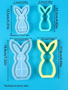 1个复活节装饰模具，空心兔子装饰巧克力模具，复活节蛋糕模具，兔子蜡烛模具，石膏树脂装饰模具 - 白色 - 查看 2