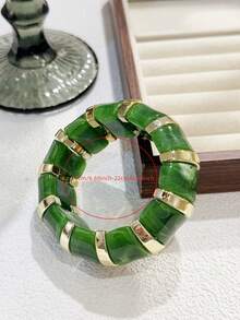 1pc Women's Beaded Bracelet, Bohemian Style Beaded Resin CCB Elastic Bracelet, Suitable For Vacation Wear - Beaded Elastic Bracelet - View 2