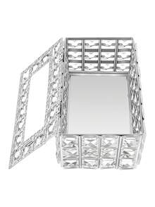 1pc Silver Tissue Box Cover, Rectangular Tissue Paper Holder, Suitable For Bathroom, Bedroom, Living Room, Desk, Vanity - Silver - View 8