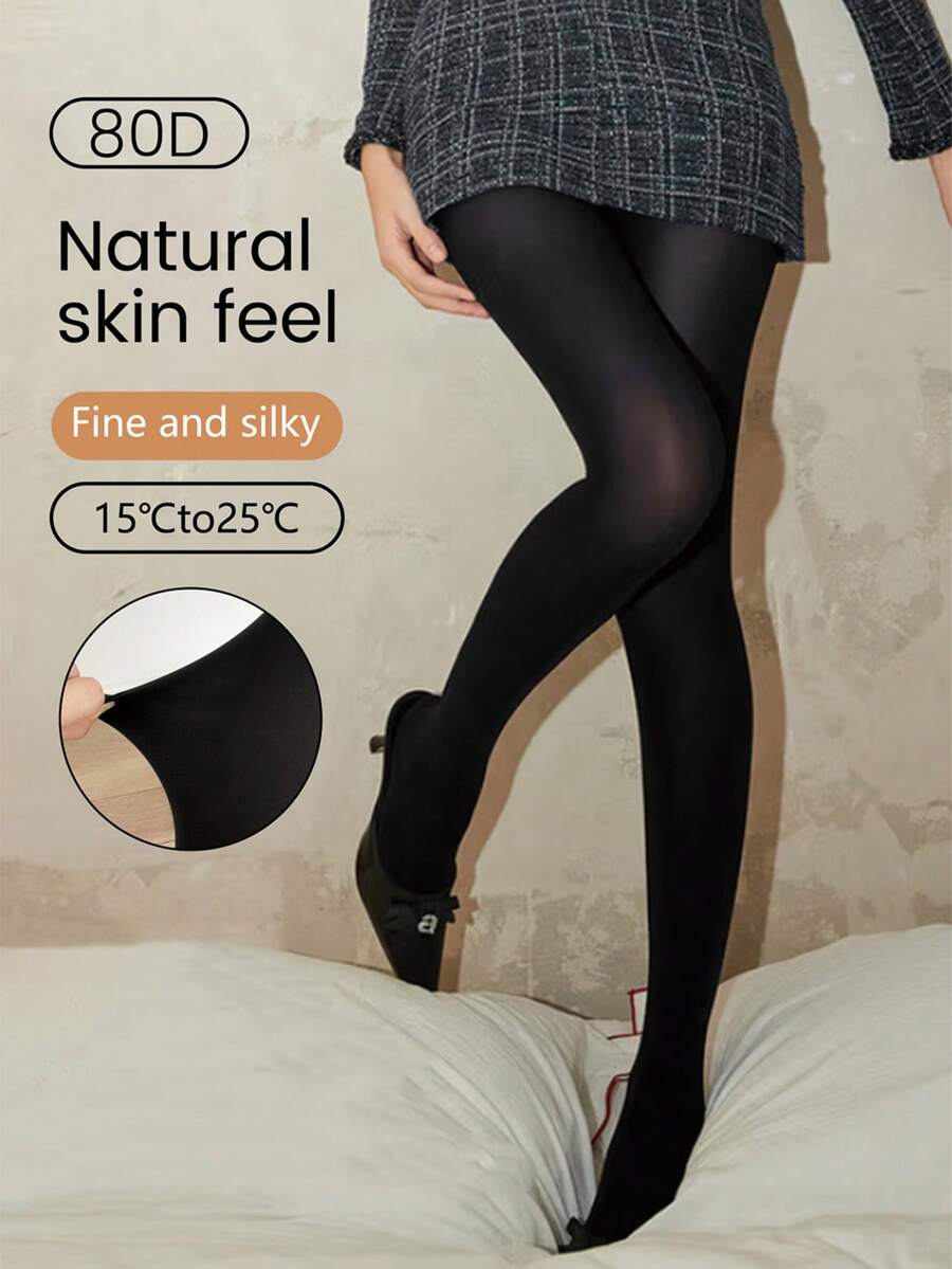 1 Pair Women's High-End Velvet Fashion Snag-Resistant Elastic Skinny Leggings, Suitable For Business, Commuting, And Everyday Wear - Black - View 1