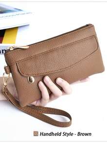 1 Peça "Edição Limitada 2026" Carteira Feminina de Couro Legítimo/Clutch com Recursos de Cor Sólida, Design Simples, Vários Compartimentos para Cartões, Um Compartimento e Grande Capacidade. O Design com Zíper é Conveniente e Prático, Oferecendo Um Estilo Refinado. É Prática, Bonita e Adequada para Uso Diário, Bem Como Viagens e Compras. Também é um Ótimo Presente para Seus Entes Queridos, Amigos ou Família. - Multicolorido - Visão 11