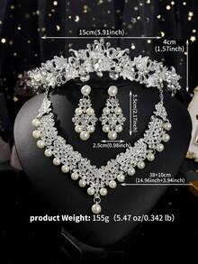 1件时尚优雅合金新娘皇冠，适合女性婚礼、派对、万圣节服装配饰 - 銀色 - 查看 5