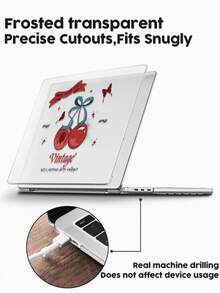 1 Piece, Retro Cherry Bow Pattern | Frosted Acrylic Ultra-Thin Laptop Case | Compatible With Air13 2025/Pro16 M3 M2 | Fingerprint-Resistant, Shockproof, And Heat Dissipation 3-In-1 | An Essential Protective Case For Office And Study - Multicolor - View 5