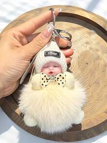 鲜艳的色彩，奢华柔软的毛绒，可爱的睡觉毛绒娃娃钥匙扣吊坠，是背包或汽车钥匙汽车配件包饰背包学校的理想礼物