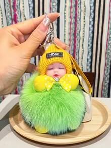 鲜艳的色彩，奢华柔软的毛绒，可爱的睡觉毛绒娃娃钥匙扣吊坠，是背包或汽车钥匙汽车配件包饰背包学校的理想礼物