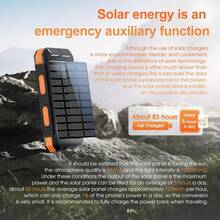Fast Charging Portable Power Bank LOZE 10000mAh Solar Power Bank Dual USB & USB-C Output Built-In Flashlight And Compass Portable Charger For Outdoor Adventures Valentine's Day Gift - Black - View 6