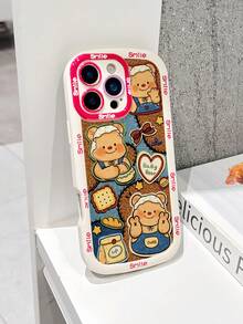 1pc Cute Bear Cookie Pattern Soft TPU Shockproof Phone Case, Cartoon Style Compatible With Apple Models - Multicolor - View 2