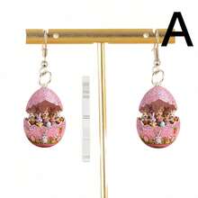 2pcs Easter Novelty Earrings, 2D Flat Cute Rabbit Design Acrylic Earrings - Multicolor - View 3