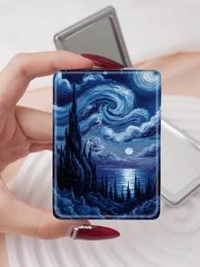 1 Stück Vintage Ölgemälde Stil Van Gogh Serie tragbarer Kospiegel, faltbar leicht kompakt praktisch Handhandspiegel, strapazierfähiges PU-Ledertasche, vielseitig für alle, rechteckiger Taschenspiegel mit Vintage Ölgemälde Elementen Design, zarte Faltstruktur, kratzfest und zuverlässig, leicht mitzunehmen, 180° doppelseitiger Klappspiegel, multifunktional - Verschiedenfarbig - Übersicht 13