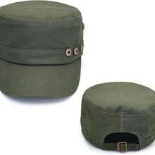 Unisex Flat Top Cap Lightweight Breathable Cotton Hat Adjustable Foldable Cap For Hiking Camping Travel - 軍綠色 - 查看 6