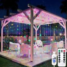 Luces de cortina de cadena LED alimentadas por USB con 8 modos, decoración de iluminación ambiental para el Día de San Valentín, Año Nuevo, boda, dormitorio, cumpleaños, fiesta, interior de ventana (control remoto no incluido) - Luz de cortina USB - Ver 13