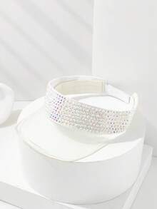1 pieza Sombrero de sol con borde transparente y decoración de rhinestones, adecuado para deportes y actividades al aire libre, verano, vacaciones, festivales - Multicolor - Ver 12
