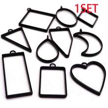 10 khuôn đúc mặt dây chuyền hình học rỗng bằng hợp kim vàng/bạc/xanh cổ/vàng KC/đen, nhựa epoxy, vật liệu làm mặt dây chuyền trang sức hình học DIY. - A4850-10 - Xem 13