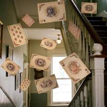 Soulchen 20 Pcs Retro Wonderland Tea Party Decoration 30 X 20 Cm Retro Poker Cards Hanging Banner Wonderland Garland Background For Birthday Baby Shower Casino Poker Party Supplies - MàuC - Xem 1