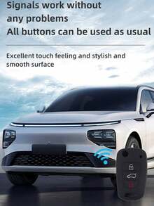 1pc Black Silicone Car Key Protective Cover Suitable For And Kia Vehicles - A - View 5