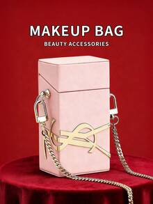 Bolso de hombro personalizado y bolso de cadena cúbica, diseño minimalista elegante, tono rosa, adecuado para compras, citas, trabajo y escuela - Rosa Pálido - Ver 7