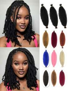 African Marley Braid Giant Handmade Faux Locs Crochet Curly Dreadlocks Fluffy Braids African Style Synthetic Wig - Multicolor - View 1