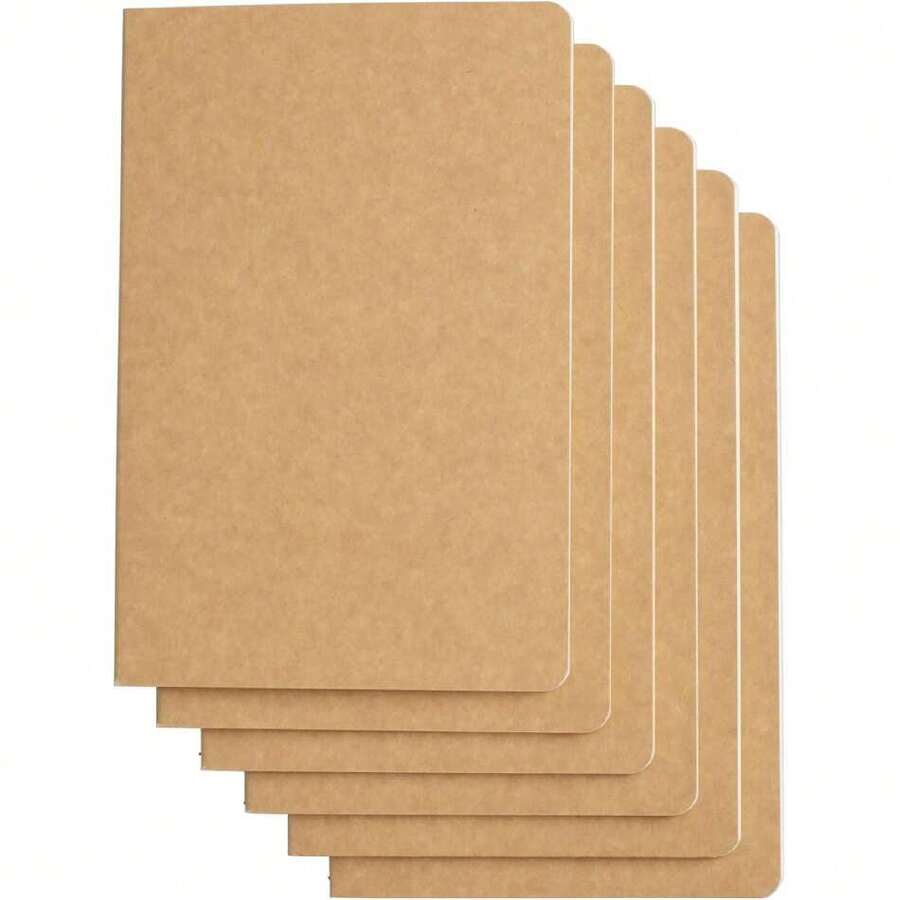 Travel Journal, 6 Pack Notebook Journal For Travelers Work School Writing Note Taking Kraft Brown Soft Cover A5 Notebooks 5.5" X 8.3", 60 Blank Pages, 30 Sheets,39982599 - Màu Lilac Tím - Xem 1